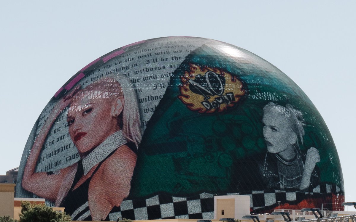 The Sphere in Las Vegas lit up in daylight